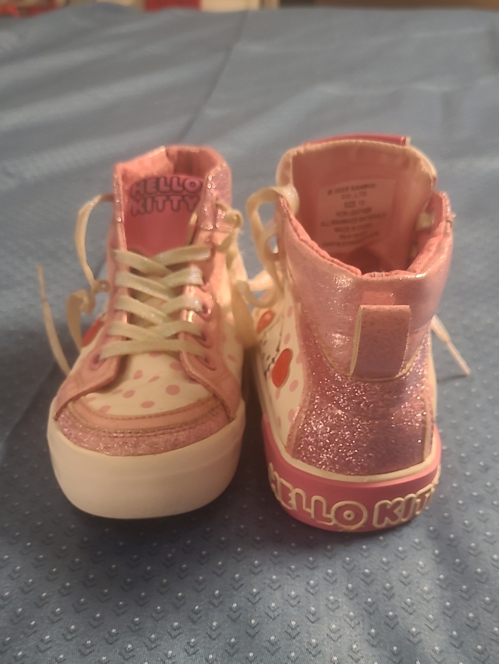 Hello Kitty Pink Glitter & Polka Dot Kids High-Top Sneakers